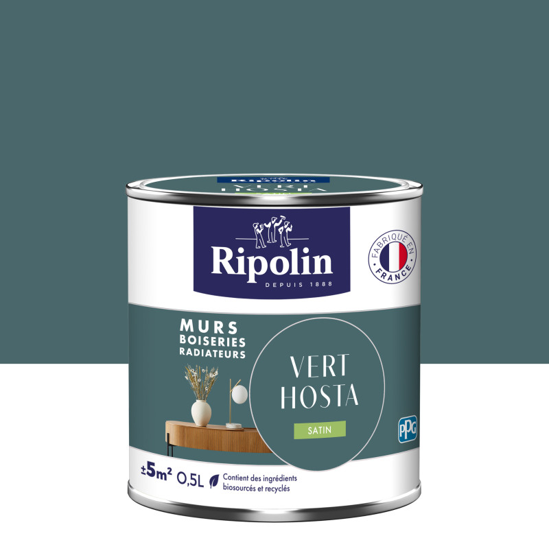 PEINTURE MURS BOISERIES RADIATEURS VERT HOSTA SATIN 0,5L