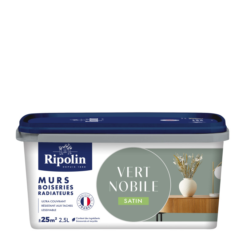 PEINTURE MURS BOISERIES RADIATEURS VERT NOBILE SATIN 2,5L