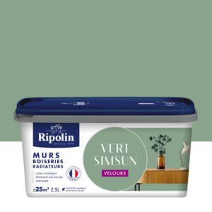 PEINTURE MURS BOISERIES RADIATEURS VERT SIMSUN VELOURS 2,5L