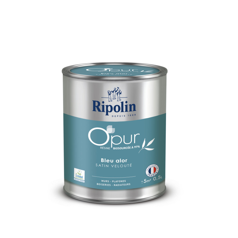 O'PUR PEINTURE MURS BOISERIES RADIATEURS BLEU ALOR SATIN VELOUTE 0,5L