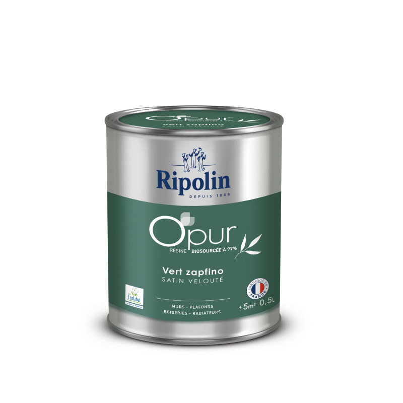 O'PUR PEINTURE MURS BOISERIES RADIATEURS VERT ZAPFINO SATIN VELOUTE 0,5L