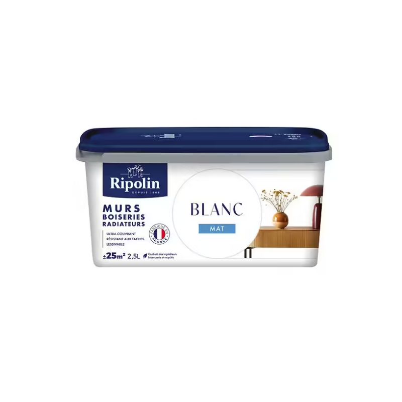 PEINTURE MURS BOISERIES RADIATEURSBLANC MAT 2,5L
