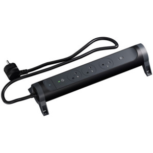 MULTIPRISE 3 PRISES AVEC 2PÔLES+TERRE PREMIUM PARAFOUDRE USB C+C 1,5M 1MM2 NOIR