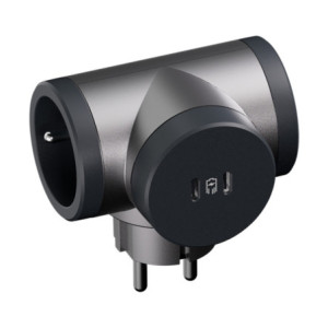 Fiche multiprise 2P+T 16A USBC+C ALUMINIUM