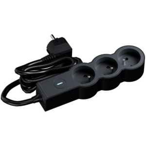 MULTIPRISE 3 PRISES AVEC 2PÔLES+TERRE STANDARD INTERRUPTEUR 3M NOIR