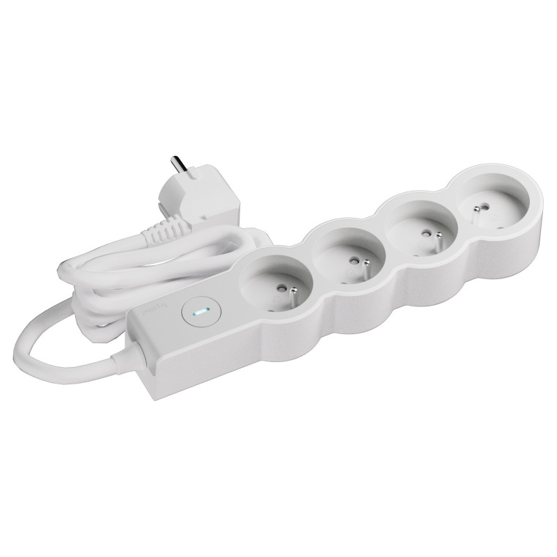 MULTIPRISE 4 PRISES AVEC 2PÔLES+TERRE STANDARD INTERRUPTEUR 3M BLANC/GRIS