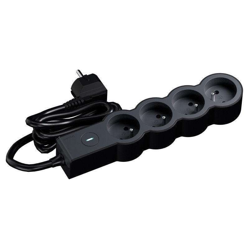 MULTIPRISE 4 PRISES AVEC 2PÔLES+TERRE STANDARD INTERRUPTEUR 3M NOIR