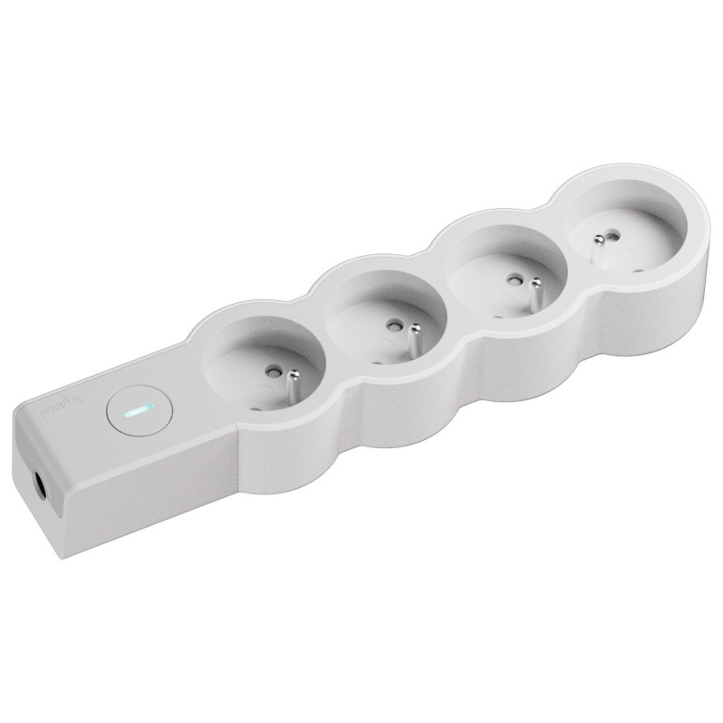MULTIPRISE 4 PRISES AVEC 2PÔLES+TERRE STANDARD INTERRUPTEUR A CABLER BLANC/GRIS