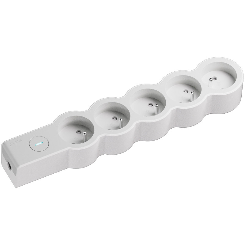 MULTIPRISE 5 PRISES AVEC 2PÔLES+TERRE STANDARD INTERRUPTEUR A CABLER BLANC/GRIS