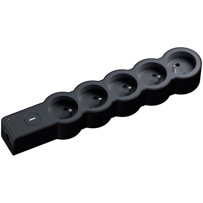 MULTIPRISE 5 PRISES AVEC 2PÔLES+TERRE STANDARD INTERRUPTEUR A CABLER NOIR