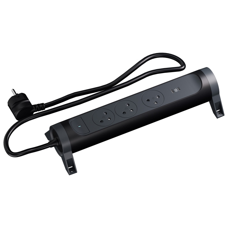 MULTIPRISE 3 PRISES AVEC 2PÔLES+TERRE PREMIUM USB C+C 1,5M 1MM2 NOIR