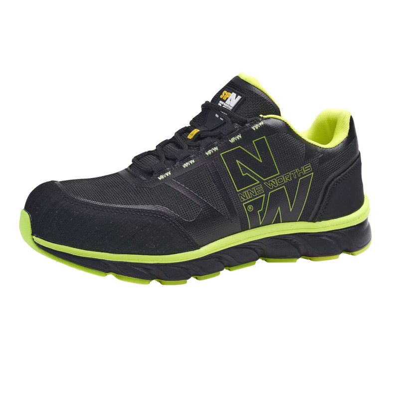Chaussures basses de sécurité JUSTIN - Noir/jaune fluo Taille 45