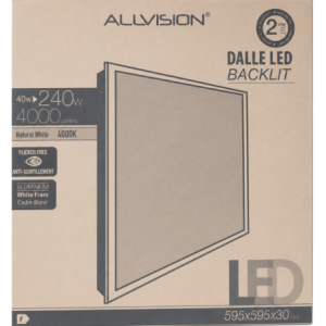DALLE LED BACKLIT 595x595x30mm 40w égal 240w 4000lms\n(emballage carton marron)