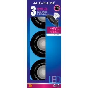 Lot de 3 spots encastrables LED ORIENTABLES RONDS NOIRS 85mm + GU1O + SOCKET