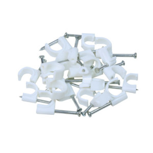 20 attaches cable rond 5mm blanc