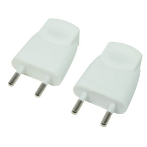 2 Fiches mâles 6 Ampères  avec serre-câble blanche