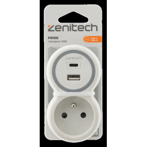 PRISE 16A+CHARGEURS USB A+C PD 20W BLC/GRIS BOLEA