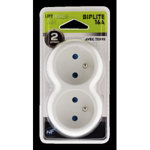 BIPLITE 2X16A FACADE BLANC/GRIS BOLEA