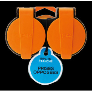 BIPLITE 16A 2P+T AVEC CLAPETS DE PROTECTION ORANGES IP44