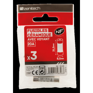3 FUSIBLES CERAMIQUE 8.5X31.5 20A AVEC TEMOIN CE