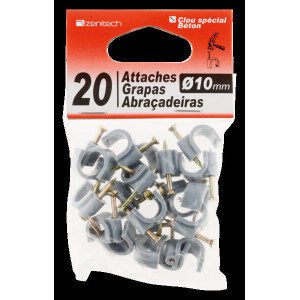 20 ATTACHES PLASTIQUES 10 GRIS