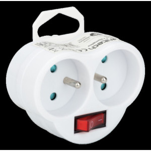BIPLITE 2X16A FACADE + INTERRUPTEUR BLANC
