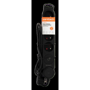BLOC IOTA PARAFOUDRE 4X16A+INTERRUPTEUR 1,4M 3G1 FICHE PLATE NOIR