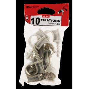 10 ATTACHE CLIPS CHEVILLE TUBE DIAMETRE 25