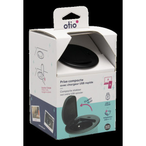 BLOC CLAPET 60MM 1X16A + USB C NOIR 3G1 1,9M FICHE PLATE + A