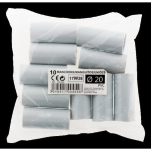 10 MANCHONS POUR CONDUITE CEI DIAMETRE 20 GRIS