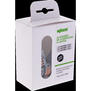 LOT DE 20 BORNES 5X2E 10X3E 5X5E WAGO SERIE 222