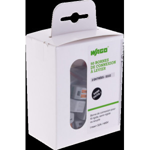 BOITE DE 50 BORNES 2 ENTREES WAGO SERIE 222
