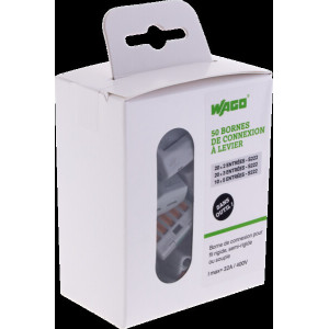 LOT DE 50 BORNES 20X2E 20X3E 10X5E WAGO SERIE 222
