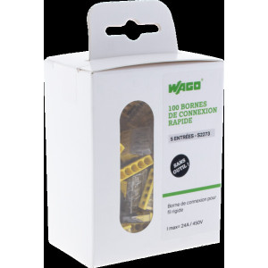 BOITE DE 100 BORNES 5 ENTREES WAGO SERIE 2273
