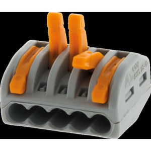 SACHET DE 5 BORNES 5 ENTREES WAGO SERIE 222