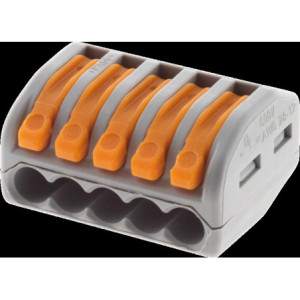 SACHET DE 5 BORNES 5 ENTREES WAGO SERIE 222