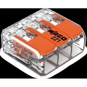 SACHET DE 10 BORNES 3 ENTREES WAGO SERIE 221
