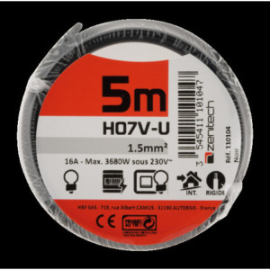 CABLE H07V-U 1,5MM² 5M NOIR FILM