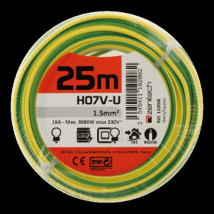 CABLE H07V-U 1,5MM² 25M JAUNE/VERT FILM