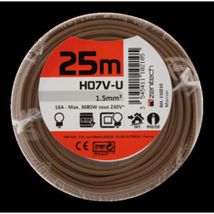 CABLE H07V-U 1,5MM² 25M MARRON FILM