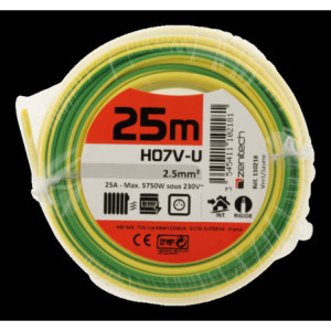 CABLE H07V-U 2,5MM² 25M JAUNE/VERT FILM
