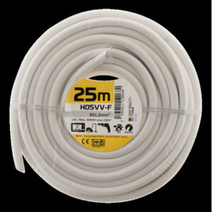CABLE H05VV-F 3G1,5MM BLANC 25M