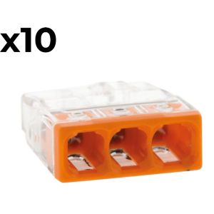 SACHET DE 10 BORNES 3 ENTREES WAGO SERIE 2273