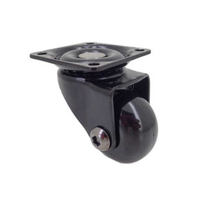 ROULETTE NOIRE PIVOTANTE A PLATINE ANTI-TRACES EN POLYURETHANE DIAMETRE 35MM