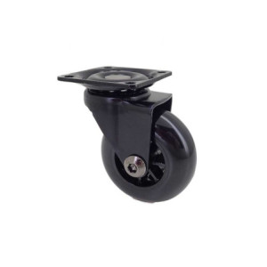 ROULETTE NOIRE PIVOTANTE A PLATINE ANTI-TRACES EN POLYURETHANE DIAMETRE 50MM
