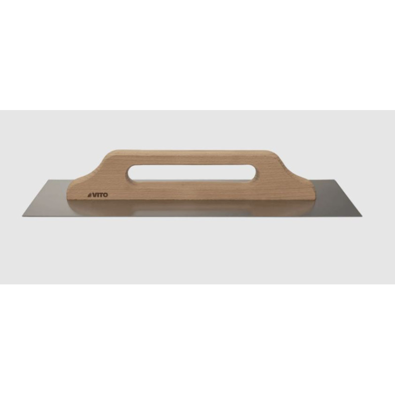 PLATOIR LISSE EN ACIER INOXYDABLE MANCHE BOIS 500x130mm